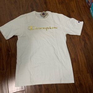 Champion White and Gold Short Sleeve Tee